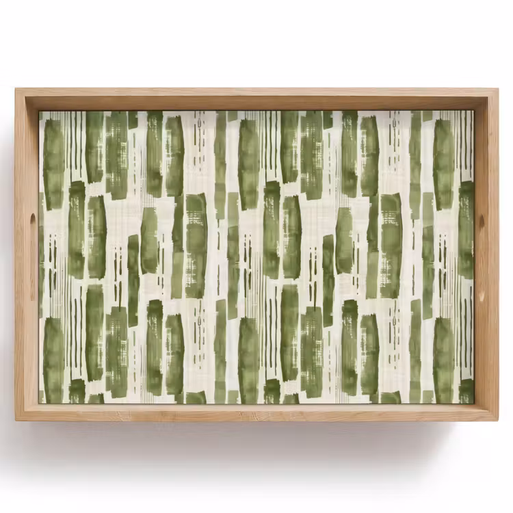 Dienblad - Groen - Abstract - Penseelstreken - Linnen - Patroon — 1