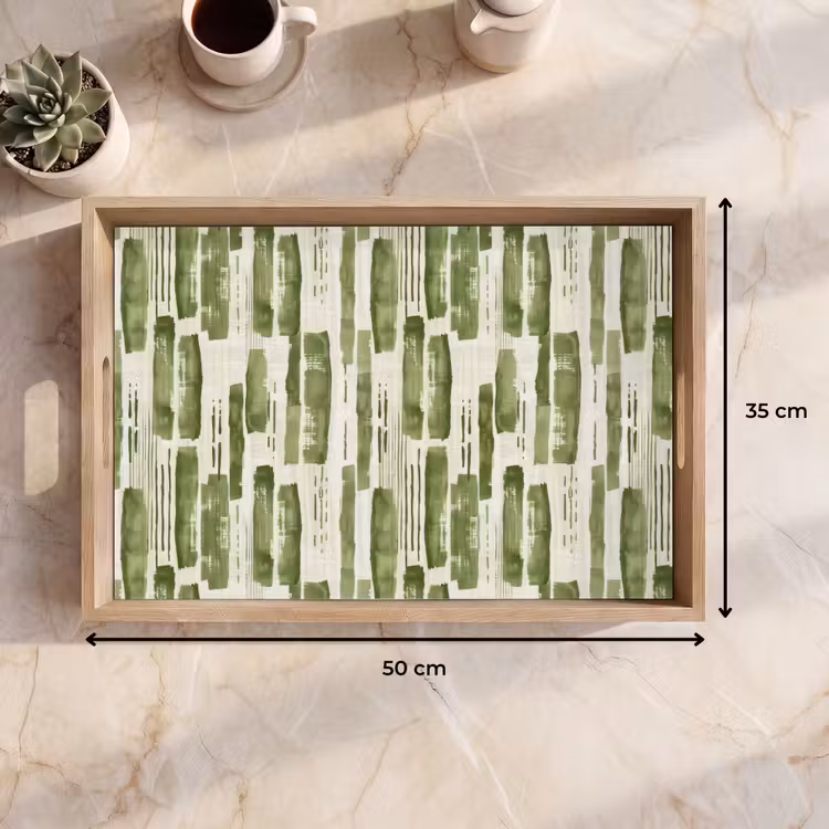 Dienblad - Groen - Abstract - Penseelstreken - Linnen - Patroon — 9