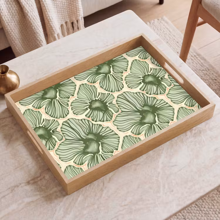 Dienblad - Groen - Botanisch - Bloemen - Organisch - Patroon — 2