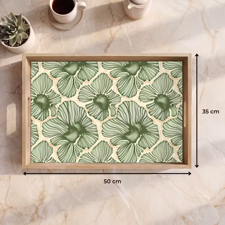 Dienblad - Groen - Botanisch - Bloemen - Organisch - Patroon — 9