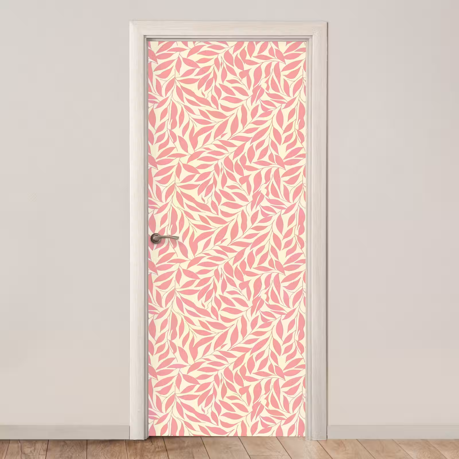 Deursticker - Roze - Bladeren - Dynamisch - Patroon — 1