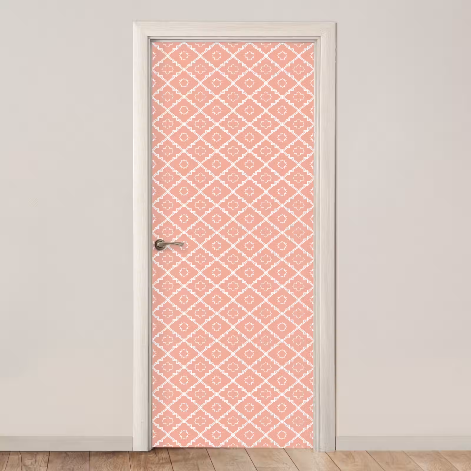 Deursticker - Zalmroze - Geometrisch - Elegant - Patroon — 1