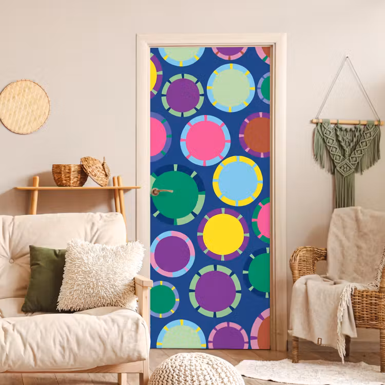 Deursticker - Patroon - Cirkels - Abstract - Kleurrijk — 4