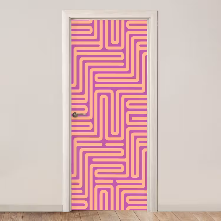 Deursticker - Patroon - Lijnen - Abstract - Modern - Paars — 1