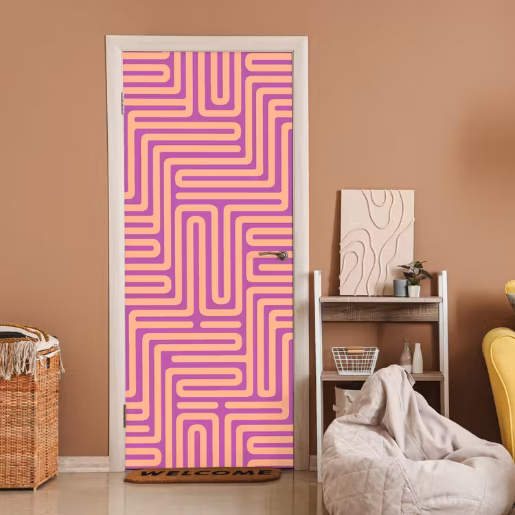 Deursticker - Patroon - Lijnen - Abstract - Modern - Paars — 2