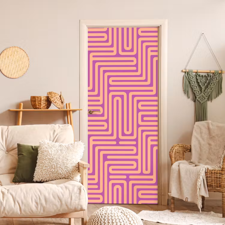 Deursticker - Patroon - Lijnen - Abstract - Modern - Paars — 4