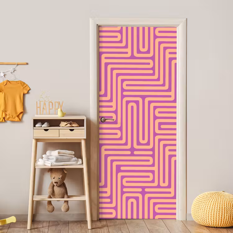 Deursticker - Patroon - Lijnen - Abstract - Modern - Paars — 6