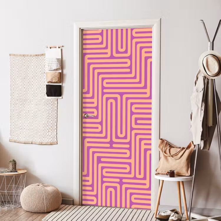 Deursticker - Patroon - Lijnen - Abstract - Modern - Paars — 8