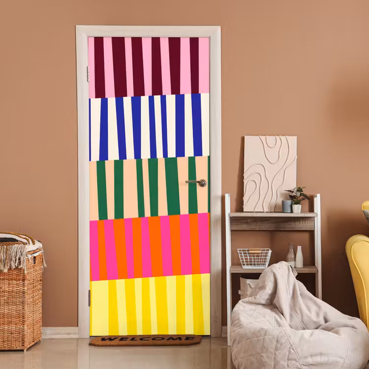 Deursticker - Patroon - Strepen - Abstract - Modern - Kleurrijk — 2