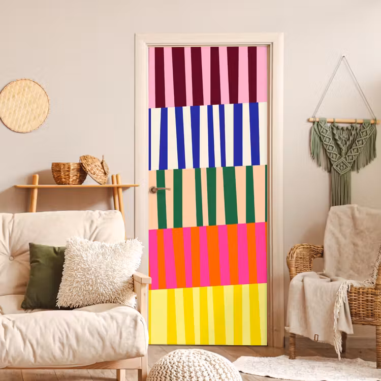 Deursticker - Patroon - Strepen - Abstract - Modern - Kleurrijk — 4
