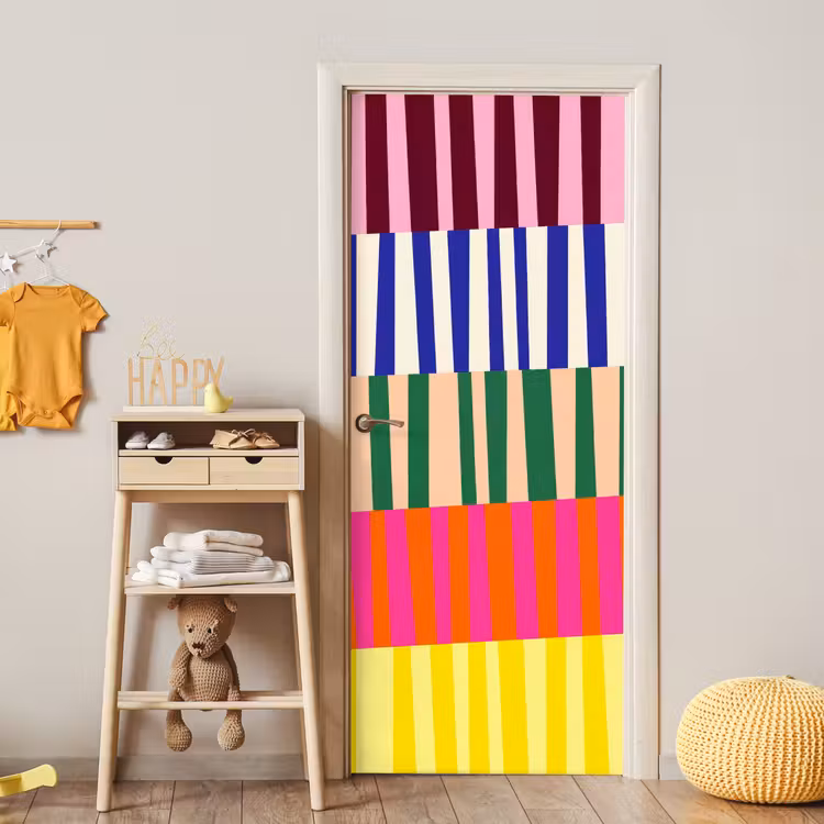 Deursticker - Patroon - Strepen - Abstract - Modern - Kleurrijk — 6