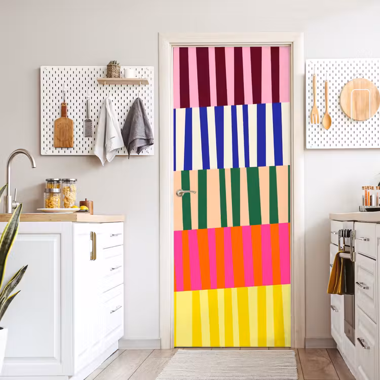 Deursticker - Patroon - Strepen - Abstract - Modern - Kleurrijk — 7
