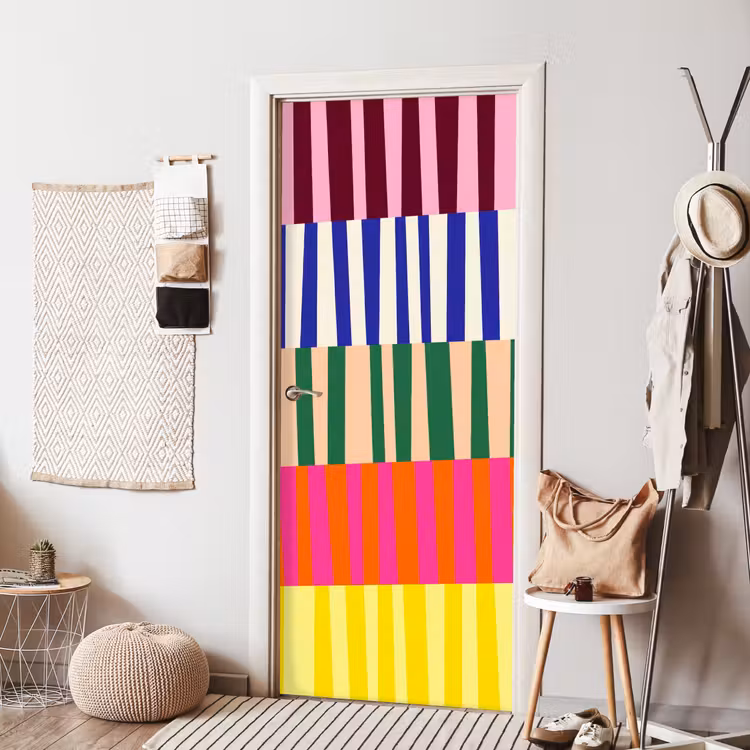 Deursticker - Patroon - Strepen - Abstract - Modern - Kleurrijk — 8