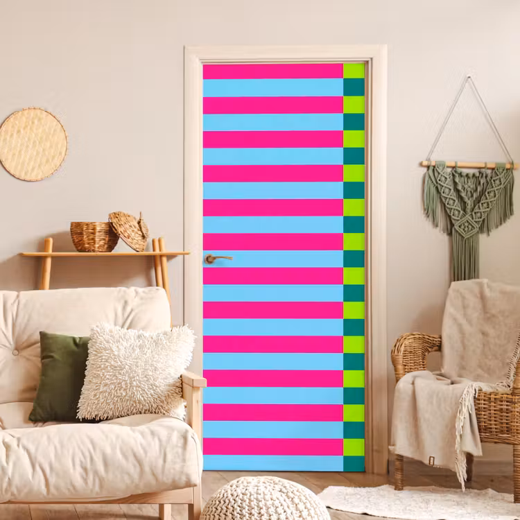 Deursticker - Patroon - Strepen - Modern - Abstract - Kleurrijk — 4