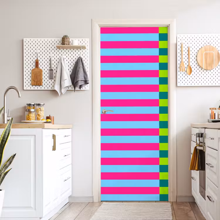 Deursticker - Patroon - Strepen - Modern - Abstract - Kleurrijk — 7