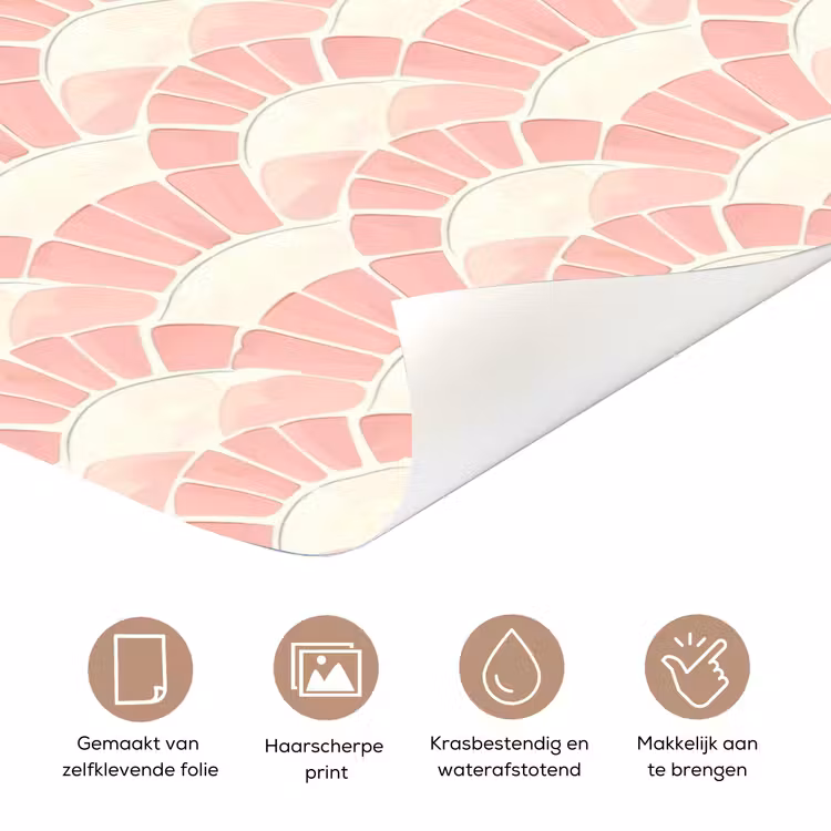Deursticker - Roze - Waaiers - Mozaïek - Patroon — 3