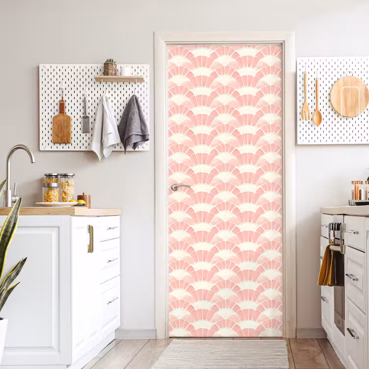 Deursticker - Roze - Waaiers - Mozaïek - Patroon — 7