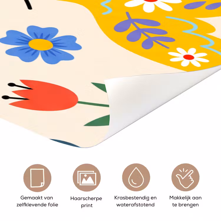 Deursticker - Vogel - Bloemen - Folk - Kleurrijk - Dieren — 3
