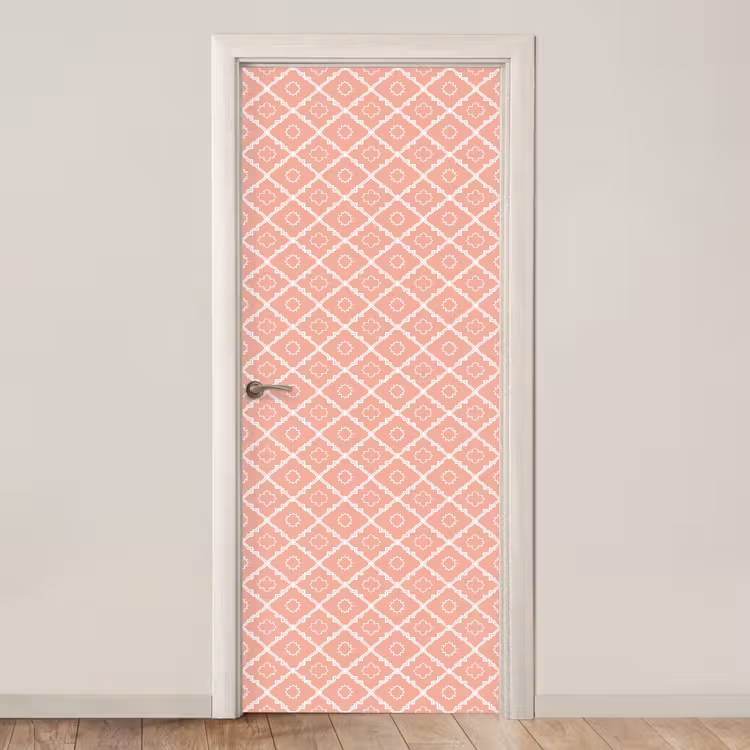Deursticker - Zalmroze - Geometrisch - Elegant - Patroon — 1