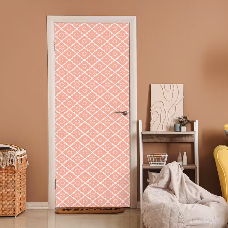 Deursticker - Zalmroze - Geometrisch - Elegant - Patroon — 2