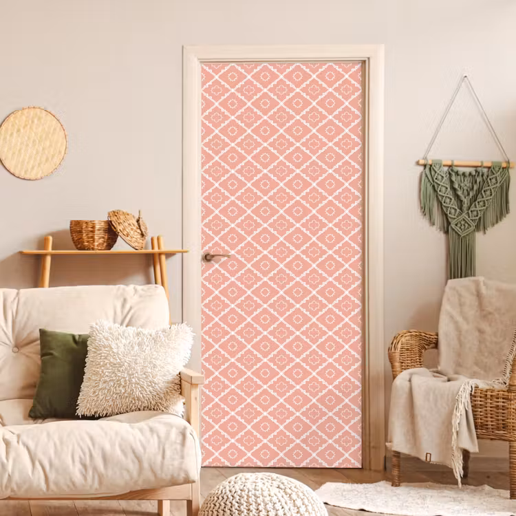 Deursticker - Zalmroze - Geometrisch - Elegant - Patroon — 4