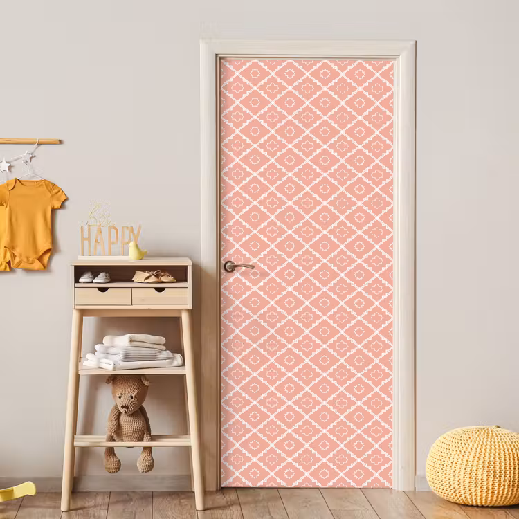 Deursticker - Zalmroze - Geometrisch - Elegant - Patroon — 6