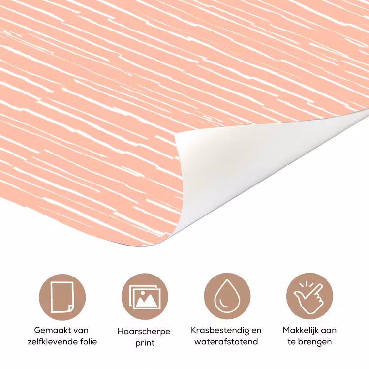 Deursticker - Zalmroze - Strepen - Handgetekend - Patroon — 3