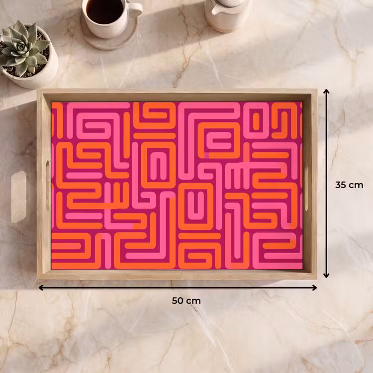 Dienblad - Abstract - Patroon - Lijnen - Roze - Oranje — 9