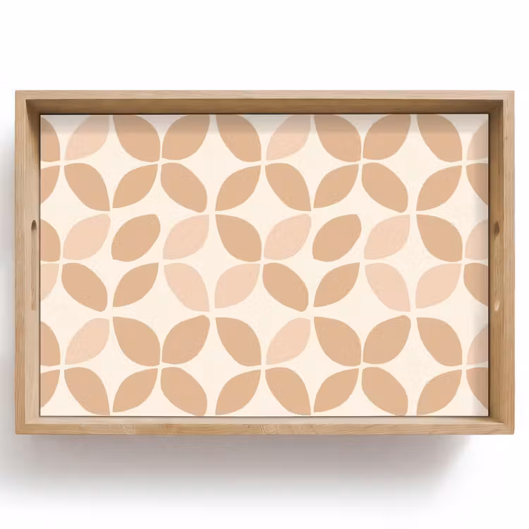 Dienblad - Beige - Bladeren - Minimalistisch - Patroon — 1