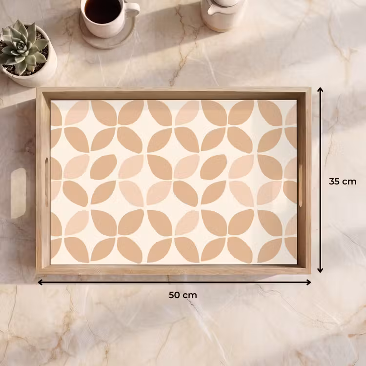 Dienblad - Beige - Bladeren - Minimalistisch - Patroon — 9