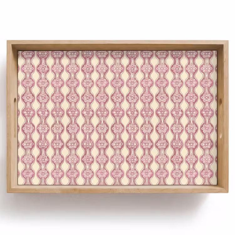 Dienblad - Paarsroze - Bloemen - Retro - Patroon — 1