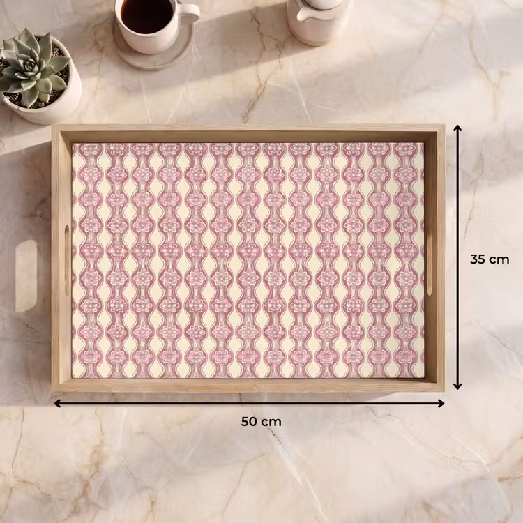 Dienblad - Paarsroze - Bloemen - Retro - Patroon — 9