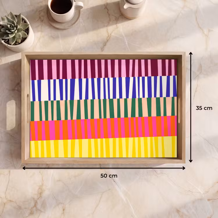 Dienblad - Patroon - Strepen - Abstract - Modern - Kleurrijk — 9