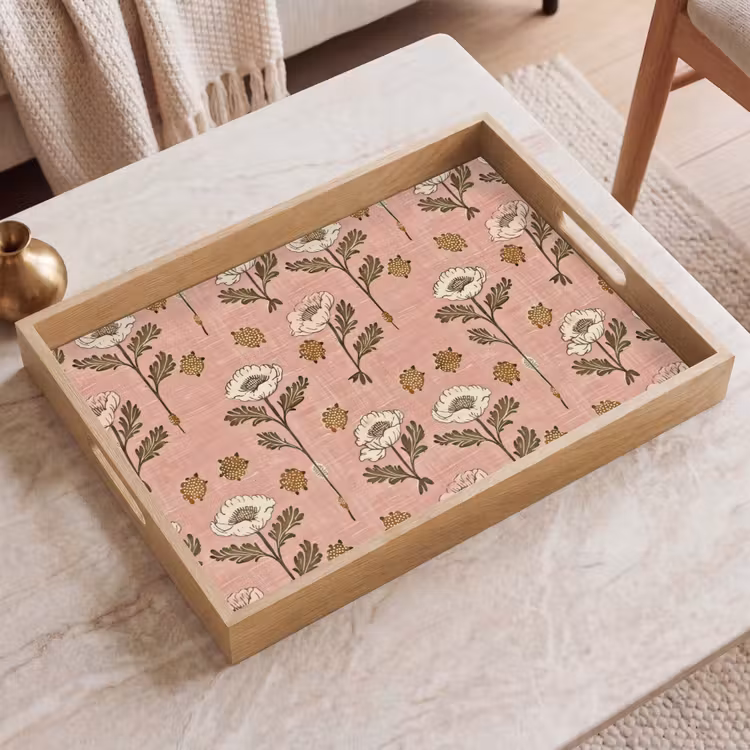 Dienblad - Roze - Bloemen - Vintage - Textuur — 2