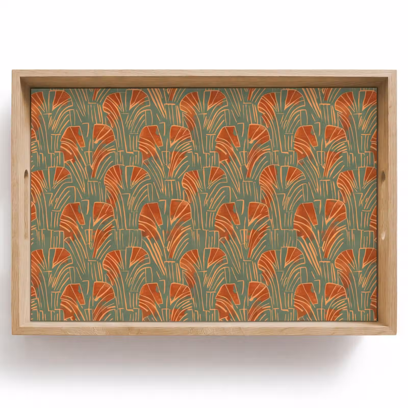 Dienblad - Groen - Terracotta - Deco - Waaiers — 1