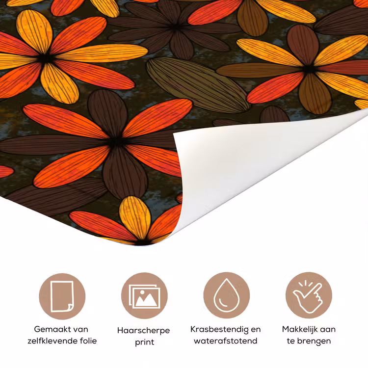 Deursticker - Oranje - Retro - Bloemen - Herfst — 3
