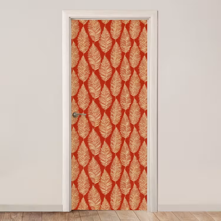 Deursticker - Rood - Botanisch - Varen - Patroon — 1