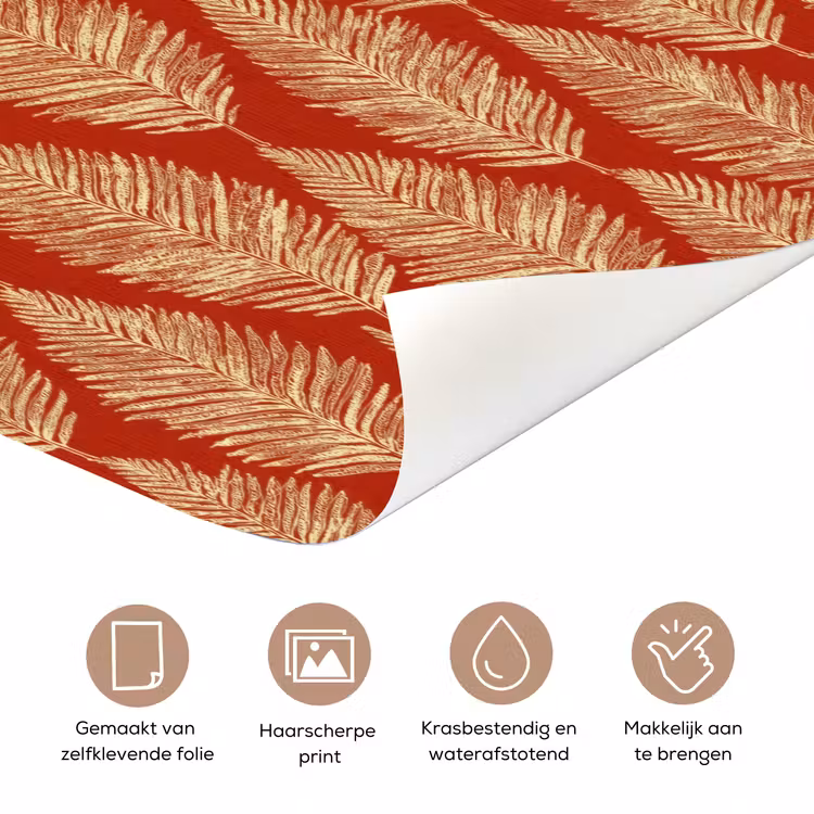 Deursticker - Rood - Botanisch - Varen - Patroon — 3