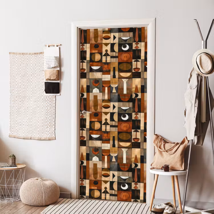 Deursticker - Terracotta - Geometrisch - Mid-Century - Patroon — 8
