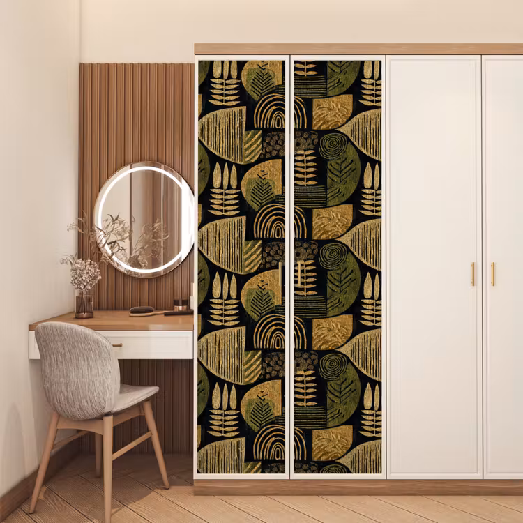 Deursticker - Zwart - Okergeel - Botanisch - Textuur — 5