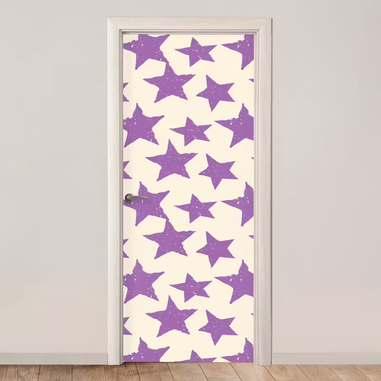 Deursticker - Paars - Geometrisch - Sterren - Stempel - Patroon — 1