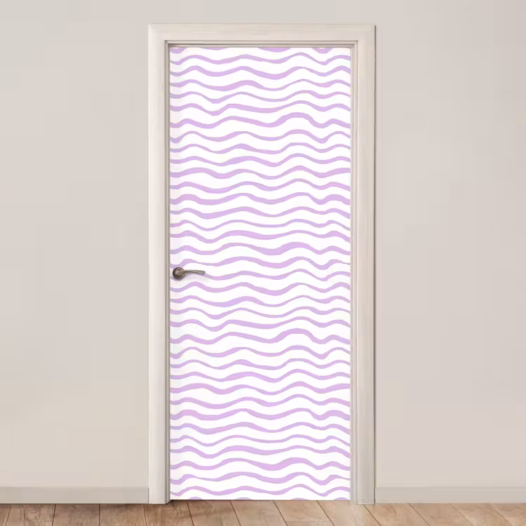 Deursticker - Lila - Geometrisch - Golfjes - Lijnen - Patroon — 1