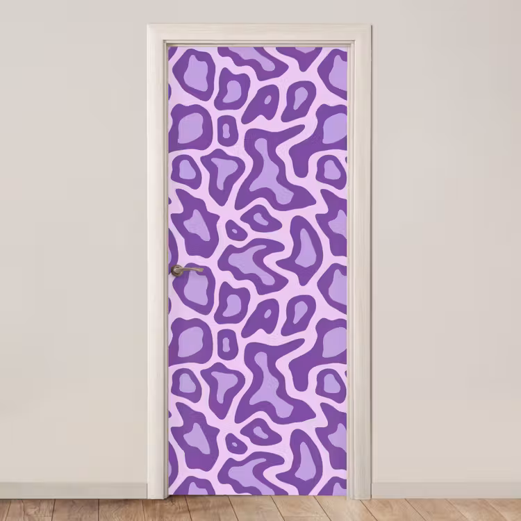 Deursticker - Paars - Abstract - Luipaard - Vlekken - Groovy - Patroon — 1