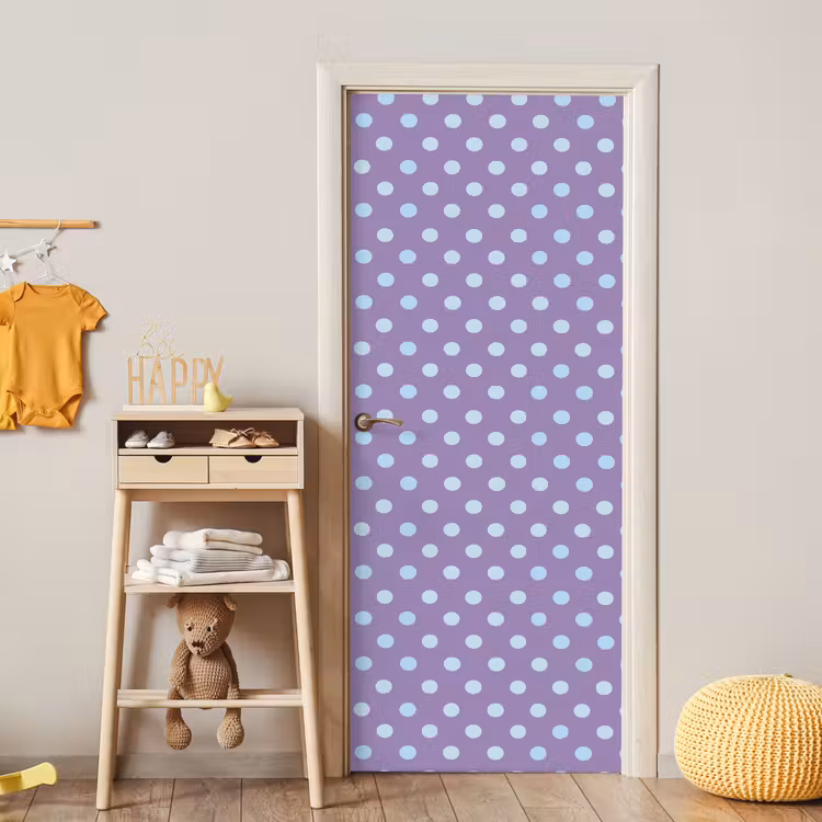 Deursticker - Paars - Blauw - Geometrisch - Stippen - Polka Dot - Patroon — 6