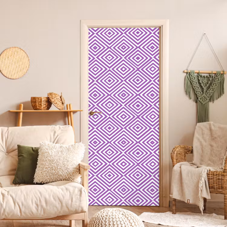 Deursticker - Paars - Geometrisch - Ruiten - Concentrisch - Patroon — 4