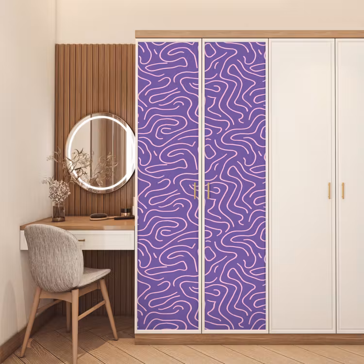 Deursticker - Paars - Roze - Abstract - Lijnen - Doolhof - Patroon — 5