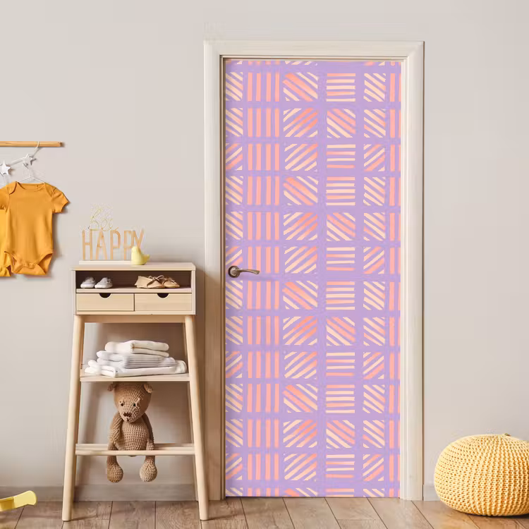 Deursticker - Paars - Roze - Geometrisch - Strepen - Blokken - Patroon — 6