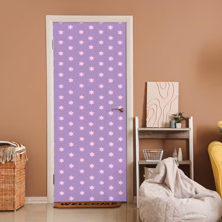 Deursticker - Paars - Roze - Sterren - Geometrisch - Patroon — 2
