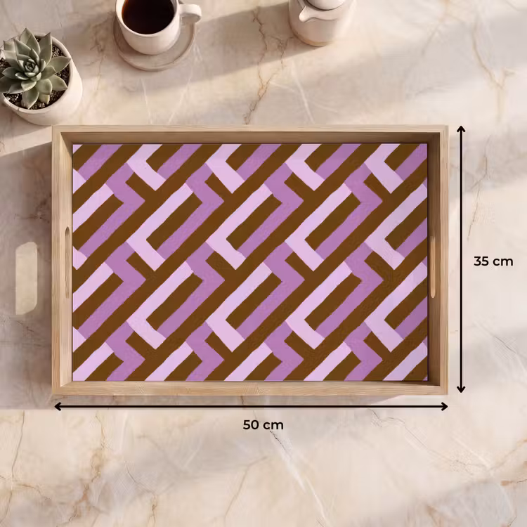 Dienblad - Bruin - Roze - Geometrisch - Meander - Patroon — 9