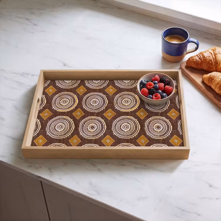 Dienblad - Chocoladebruin - Etnisch - Tribaal - Cirkels - Patroon — 4